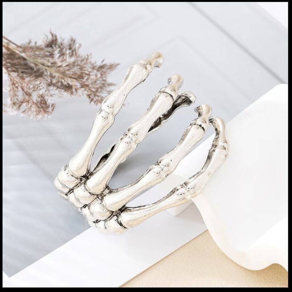 Silver Skeleton Hand Statement bracelet hinged